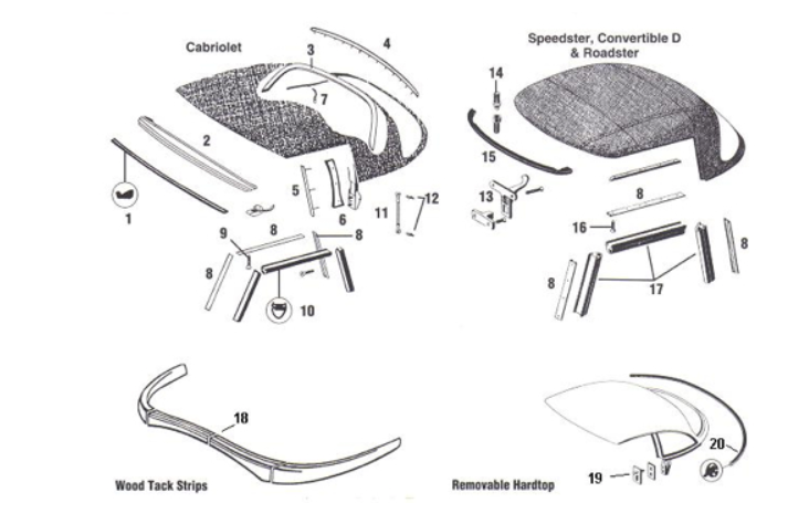 Top Bows, Accessories, Seals and Hardware