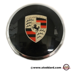 644-347-821-01 Complete Horn Button Assembly for Pre-A and 356A, 82mm Center Recess, Includes Chrome Trim Ring and Internals. As Original.