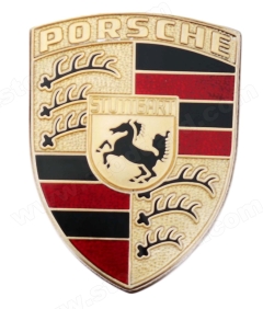 901-559-210-28 Late Style Red Porsche Hood Crest, For 911 1976-1989
