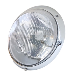 911-631-113-00 Headlamp assembly, European-Style H4 with chrome rim. Fits 911/912 1965-1989