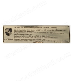 930-006-501-02 Ignition Timing Decal, Fits 911 Turbo 