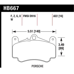 HB667Z-622 Hawk Brake Pad, Ceramic, Front for 996 997 Replaces 99635194912 