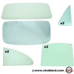 NLA-541-101-11-SET Tinted Glass Set, For 356B T6 and 356C Coupe. All Side, Back and Windshield Glass with Small, Correct Logos.