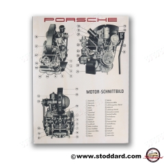 PCG-356-100-30 Cut-Away Poster Diagram of Porsche 356A Engine -In German.
