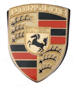 SIC-559-210-20 Hood Crest, With Orange Bars, Complete With Seal and Nuts. Fits 911 912 1966-1975