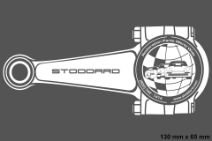 SIC-701-010-00 Stoddard Connecting Rod Decal,  Applies to Inside of Glass.  5 x 2.5-inches.  White Print on Clear Background